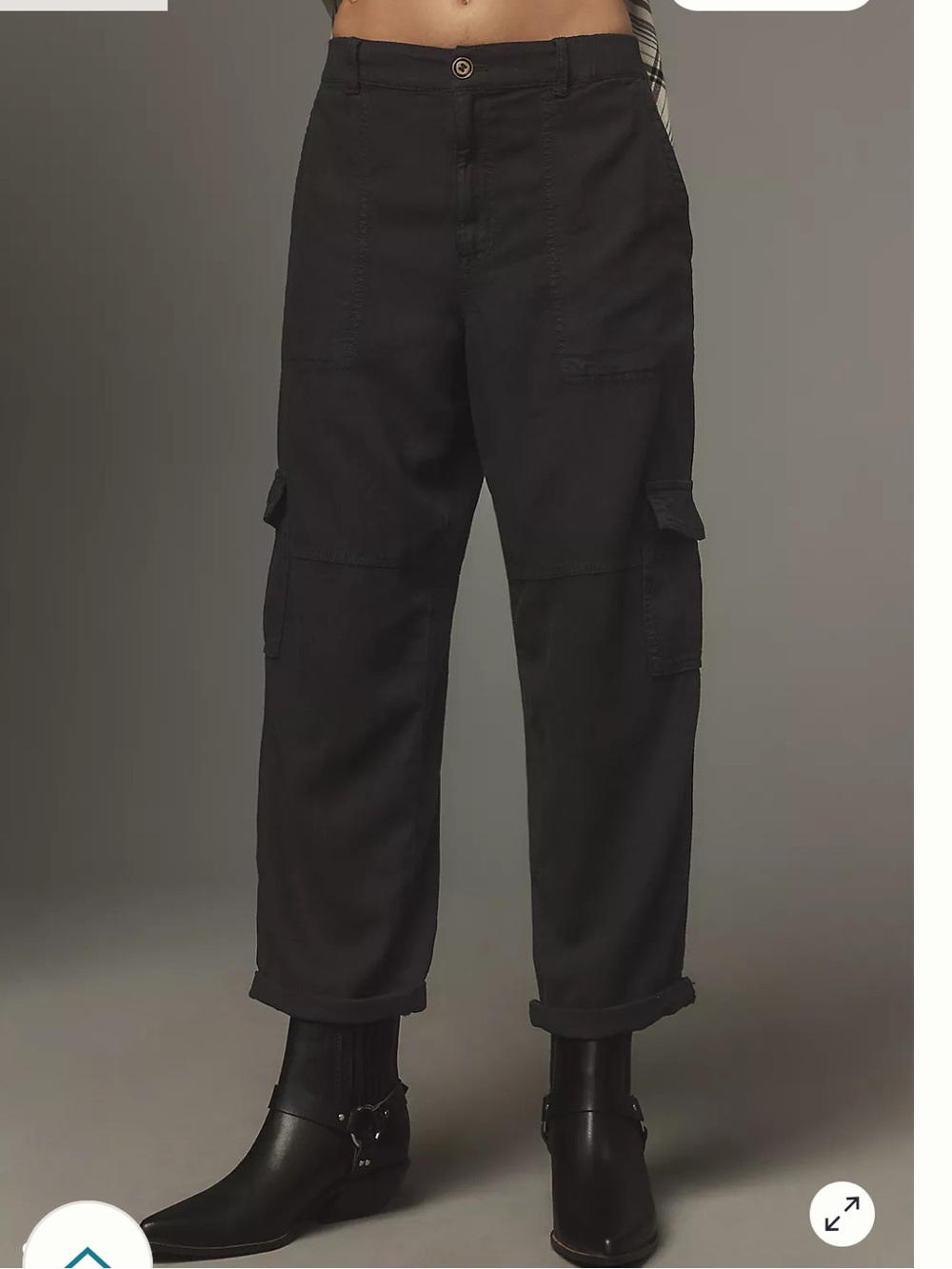 PILCRO Slim Linen Utility Cargo Pants Black Women’s XS Fall Travel